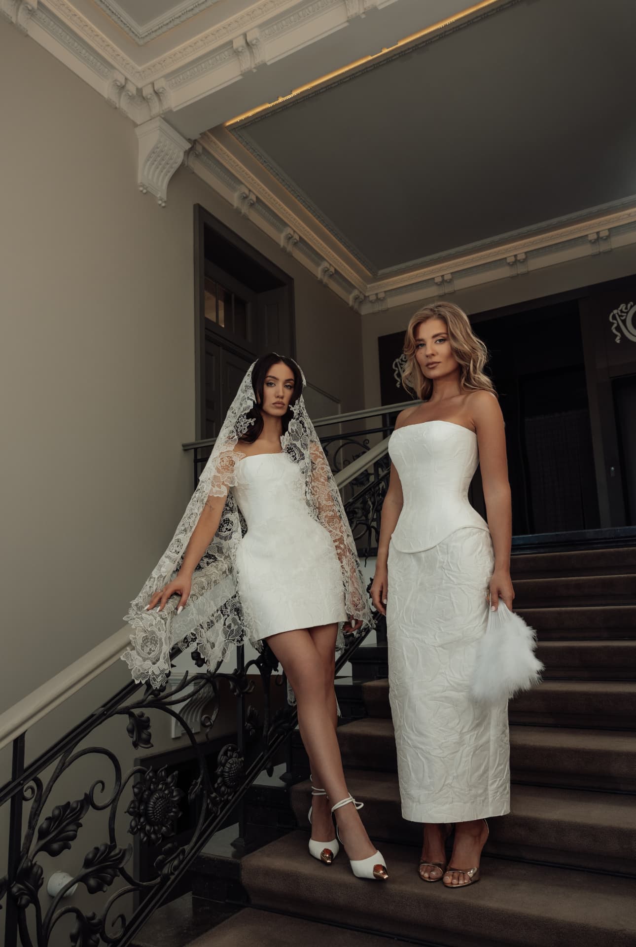 Two BELTED brides in a short and a midi dress